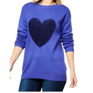 G by Giuliana Embroidered Heart Sweater Knit Pullover 809-372 Blue M
